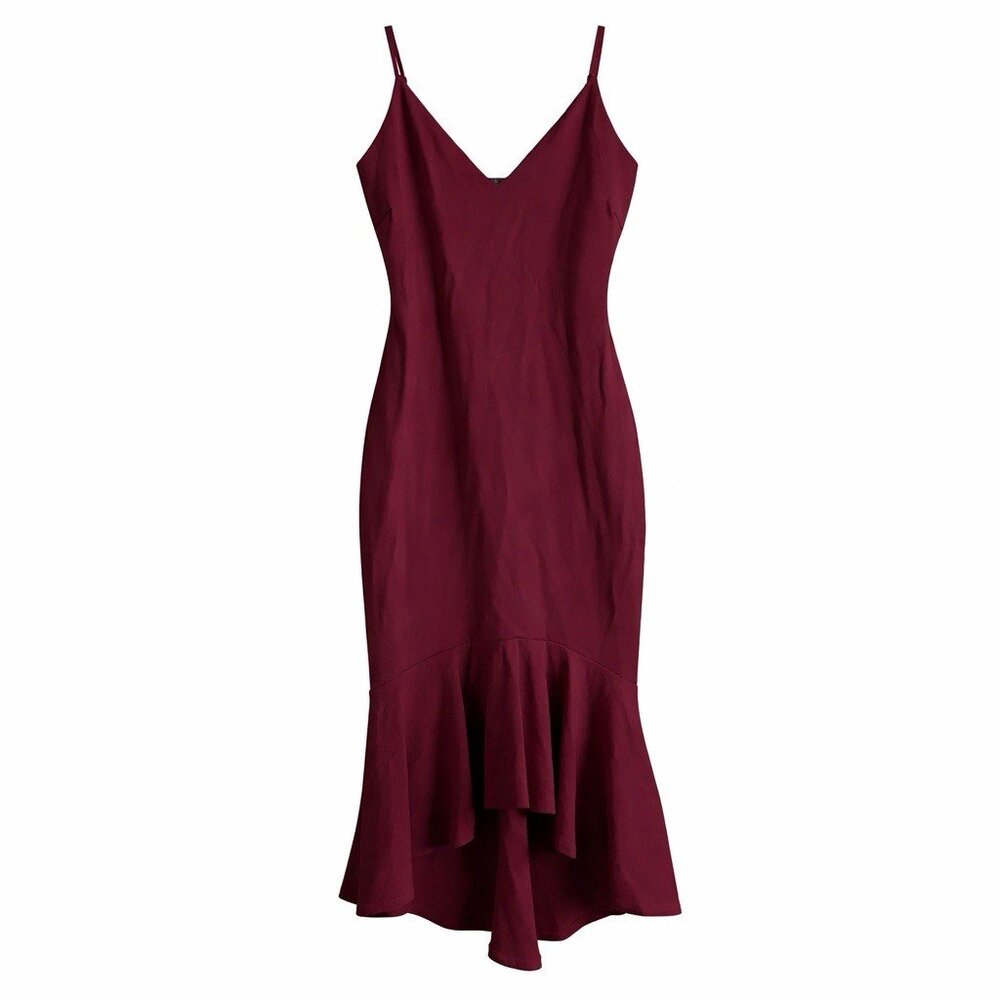 SCOBE Wine‎ Red Bodycon Trumpet MIDI Dress Size Large